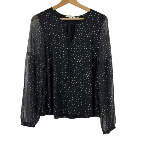 Boden Hazel Foil Spot Top Sz 4 Black - Picture 5 of 11